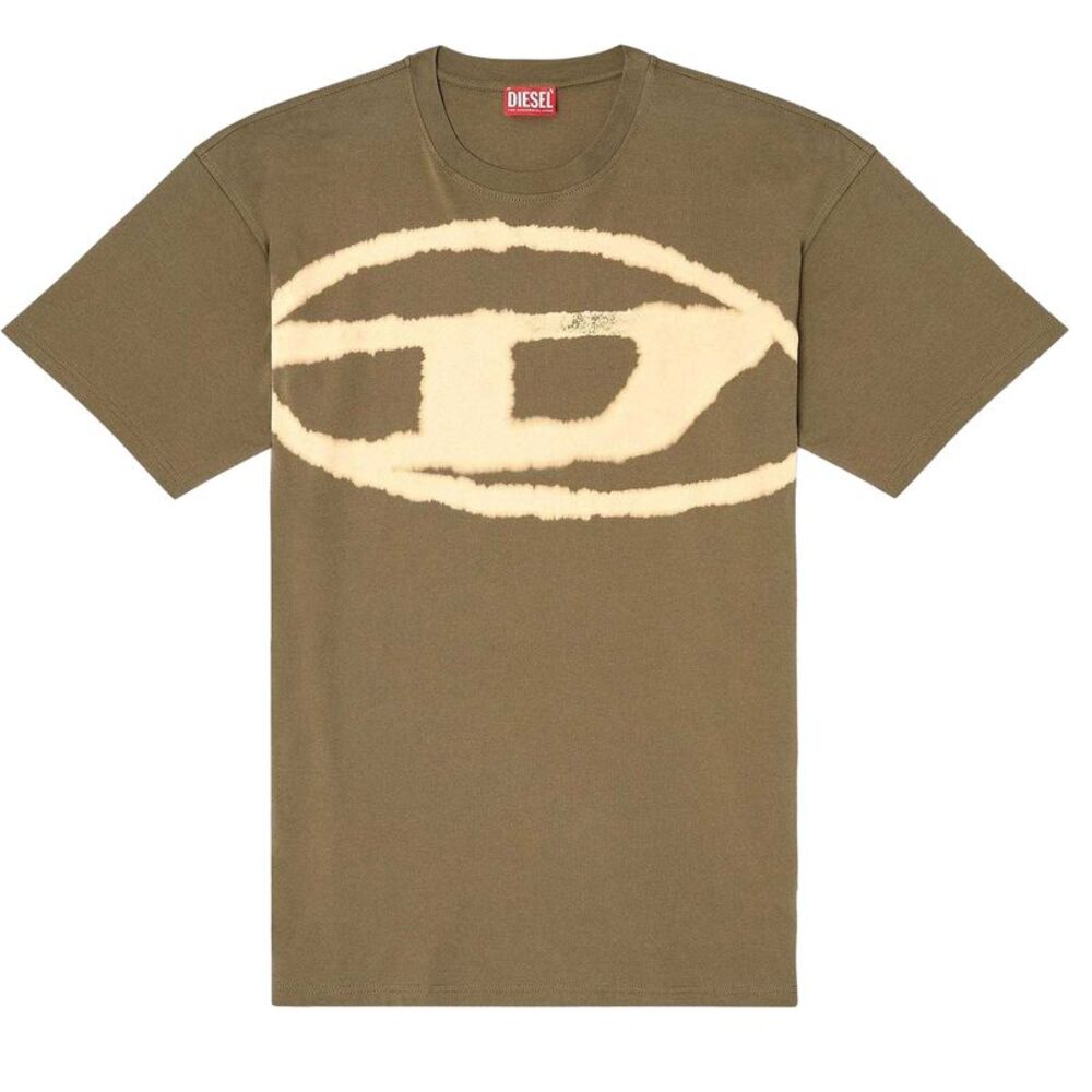 Diesel Mens T-Boxt Bleached Logo Oversized T-Shirt / Green